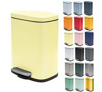 Spirella - Poubelle de Salle de Bain à Pédale en Inox AKIRA - Fermeture Douce Easy-Close, Revêtement Anti Trace de Doigts - 21,4 x 17,6 x 30 cm - 5L - Jaune Mat