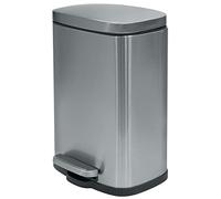 Spirella - Poubelle de Salle de Bain à Pédale en Inox AKIRA - Fermeture Douce, Revêtement Anti Trace de Doigts - 19,3 x 28 x 37,9 cm - 12L - Inox Brossé