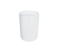 Spirella - Poubelle Salle de Bains Cocco - Couvercle Pivotant avec Anneau de Fixation pour Sacs - Idéale comme Poubelle à Cosmétiques - Blanc - 5L