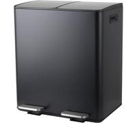 Spirella - Poubelle Tri Sélectif Cuisine Capacité 40L (2x20L) à Pédale - Modèle Aliya - Acier INOX Brossé - Couvercle Soft-Close - Seaux Amovibles - Poignées Latérales - Design Moderne - Noir Mat