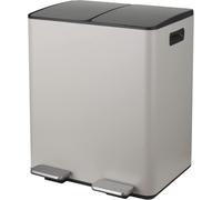 Spirella - Poubelle Tri Sélectif Cuisine Capacité 40L (2x20L) à Pédale - Modèle Aliya - Acier INOX Brossé - Couvercle Soft-Close - Seaux Amovibles - Poignées Latérales - Design Moderne - Taupe Mat