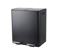 Spirella - Poubelle Tri Sélectif Cuisine Capacité 40L (2x20L) à Pédale - Modèle Aliya - Acier Inox Brossé - Couvercle Soft-Close - Seaux Amovibles - Poignées Latérales - Design Moderne - Noir Mat