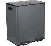Spirella Poubelle à pédale de cuisine Tri Sélectif Acier ALIYA 40L (2x20L) Gris Mat