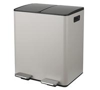 poubelle à pédale de cuisine tri sélectif acier aliya 40l (2x20l) taupe mat
