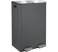 poubelle à pédale de cuisine tri sélectif acier aliya 60l (2x30l) gris mat