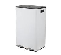 Spirella Poubelle à pédale Tri Sélectif Acier ALIYA 60L (2x30L) Blanc Mat
