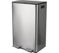 poubelle à pédale de cuisine tri sélectif inox aliya 60l (2x30l) brossé