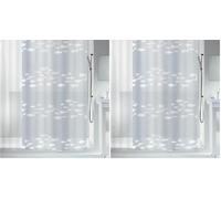 Spirella Rideau de Douche Anti-moisissure, antibactérien, Lavable, imperméable, Peva, « Sardaigne Poissons », 180 x 200 cm, Blanc Transparent (Lot de 2)