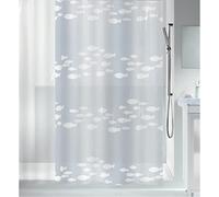 Spirella Rideau de Douche Anti-moisissure, antibactérien, Lavable, imperméable, Peva, « Sardaigne Poissons », 180 x 200 cm, Blanc Transparent