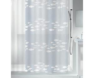 Spirella Rideau de Douche Anti-moisissure, antibactérien, Lavable, imperméable, Peva, « Sardaigne Poissons », 180 x 200 cm, Blanc Transparent
