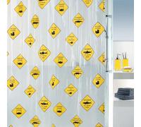 Spirella Rideau de Douche Anti-moisissure « Danger » antibactérien Lavable et imperméable en PEVA Jaune Transparent 180 x 200 cm
