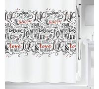 Spirella Rideau de Douche Polyester Lovejoy 180x200cm Noir & Rouge