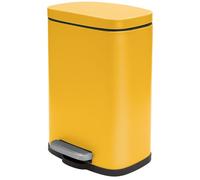 Spirella Seau à cosmétique 5 litres en inox avec abaissement automatique et seau intérieur "Akira" Poubelle de salle de bains Softclose Poubelle jaune