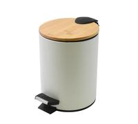 Spirella Seau à cosmétiques 3 litres inox bambou avec abaissement automatique et seau intérieur Adonis Poubelle de salle de bains Softclose Poubelle blanche
