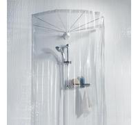 Spirella Set Douche Ombrella - Structure 8 Bras ABS Chrome + Rideau PEVA Imperméable Anti-Moisissure - pour Baignoire - Transparent - 200 x 170 cm