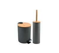 Spirella Set Poubelle à pédale 3L & Brosse WC Adonis Gris Foncé Mat