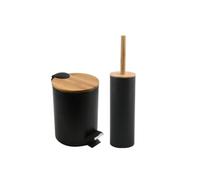 Spirella Set Poubelle à pédale 5L & Brosse WC Adonis Noir Mat