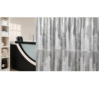 Spirella Skyline Silver Rideau de Douche 180x200 Urban Loft Argent Blanc Ville