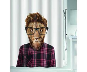 Spirella Smart Lion Rideau de Douche Anti-moisissure en Polyester Blanc 180 x 200 cm