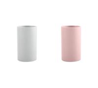 Spirella Tube Lot de 2 Gobelets Céramique Blanc et Rose | large ouverture, base stable, blanc / rose