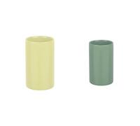 Spirella Tube Lot de 2 Gobelets Céramique Vert et Jaune | large ouverture, base stable, vert / jaune