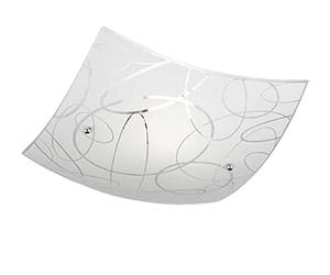 SPIRELLI PLAFONNIER CARRÉ VERRE DECORO JANTES D. 40 x 40 cm.