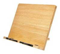 Spiretro Support de Livre de Cuisine en Bois, Support de Livre Réglable à 5 Angles, Livre de Recettes avec Clips, Chevalet Portable pour Tablette de Lecture Ipad_Beige_ 34 x 24 cm