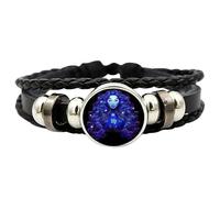 Spirilet Bracelet Manifestation du Zodiaque, Bracelet des Signes du Zodiaque, Bracelets en Cuir Multicouche Réglable 12 Constellations for Hommes Femmes Filles Ensemble