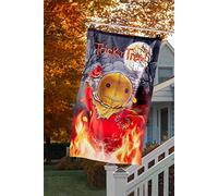 Spirit Halloween Trick 'r Treat Drapeau Sam flamboyant | Sous licence officielle | Décoration d'horreur | Décoration d'extérieur