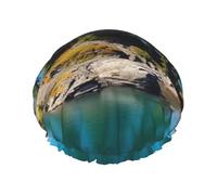 Spirit Island in Lake Bonnet de douche réutilisable et imperméable pour homme et femme avec bande élastique - Bonnet de bain double couche lavable pour toutes les coiffures - Facile à transporter