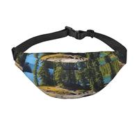 Spirit Island in Lake Sac banane pour homme et femme - Sac banane à bandoulière pour partout - Sac banane avec sangle réglable - Sac de poitrine décontracté pour la randonnée en plein air - Noir -