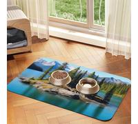 Spirit Island in Lake Tapis d'alimentation absorbant en cuir PU pour chien et chat - Protège les sols - Dos en caoutchouc antidérapant - Facile à nettoyer - 30 x 45 cm