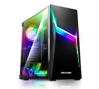 Spirit Of Gamer - Clone 4 - Boitier PC Gamer RGB avec Paroi Transparente en Verre Trempé - Créez Votre PC Gaming - Tour Moyen Compatible ATX/MATX/ITX - 2 Ventilateurs 120mm Adressable Inclus (Noir)