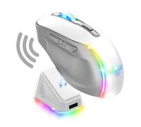 Spirit Of Gamer - Elite M50 Artic, Souris Gamer sans Fil RGB 8000 DPI, 6 Boutons Programmables, Connexion Bluetooth & 2,4 GHz, Autonomie Longue Durée 90h, Gaming Mouse, Station de Recharge RGB, Blanc