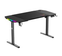 Spirit Of Gamer - HEADQUARTER 900, Bureau Gaming Assis Debout Electrique, Plateau en Bois 140 x 70 cm, Table Réglable en Hauteur 75 à 120 cm, Panneau Contrôle à Fonction Mémoire, Acier, Tapis Inclus