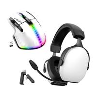Spirit Of Gamer, Pack Casque + Souris, Casque Gaming sans Fil Bluetooth et WiFi, Son Surround 7.1, Micro Détachable, Souris Gamer sans Fil RGB pour PC, 8 Boutons Programmables