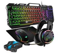 Spirit Of Gamer, Pack Clavier Souris Casque Gamer Filaire RGB + Convertisseur Mannette PS4/PS3/Switch 1 & 2