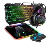 Spirit Of Gamer, Pack Clavier Souris Casque Gamer Filaire RGB + Convertisseur Mannette PS4/PS3/Switch 1 & 2