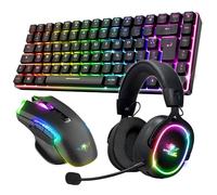 Spirit Of Gamer, Pack Clavier Souris + Casque sans Fil RGB, Clavier TKL Layout Compact 65%, Touches Silencieuses Azerty, Souris 4800 DPI 8 Boutons Programmables, Casque Gaming avec Micro Détachable