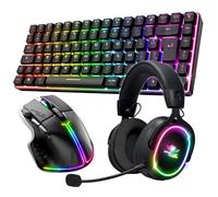 Spirit Of Gamer, Pack Clavier Souris + Casque sans Fil RGB, Clavier TKL Layout Compact 66%, Touches Silencieuses Azerty, Souris 8000 DPI 8 Boutons Programmables, Casque Gaming avec Micro Détachable