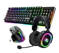 Spirit of Gamer, Pack Clavier Souris + Casque sans Fil RGB, Compatible PS5/PS4 et PC, Clavier Semi-mecanique AZERTY FR Rétroéclairé, Casque Gaming sans Fil Bluetooth avec Micro Détachable