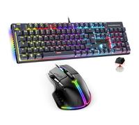 Spirit Of Gamer, Pack Clavier Souris Gamer RGB, Clavier Mecanique AZERTY Swtich Rouge, Technologie N-Key Rollover, 26 Touches Antighosting, Souris 12800 DPI avec 8 Boutons Programmables
