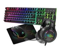 Spirit of Gamer - Ultimate 100, Pack Clavier Souris Gamer 4en1 Filaire RGB, Casque Gaming & Tapis en Tissu, Clavier Semi-Mécanique AZERTY FR, 6 Touches Anti-Ghosting, Souris Gamer 7 Boutons 8000 DPI