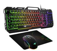 SPIRIT OF GAMER - Pack Gaming 3 en 1 Pro-MK5 - Clavier Gamer RGB Anti-Ghosting - Souris Gamer 7 Boutons RGB 3200 DPI - Tapis Anti-Dérapant - Compatible PC/Playstation/Xbox