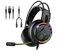 SPIRIT OF GAMER - PRO-H7 - Casque Audio Pro Gamer - Simili Cuir - Microphone Flexible - Rétro Eclairage LED RGB Rainbow des Ecouteurs - Multiplateforme PC ET CONSOLE