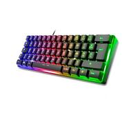 Spirit Of Gamer - Pro K2, Clavier Gamer Filaire Semi-Mecanique, Format Compact TKL 60%, 62 Touches Dont 24 Anti-Ghosting, Rétro-éclairage RGB Arc-en-Ciel, Hauteur réglable, Noir
