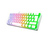 Spirit Of Gamer - Pro K2, Clavier Gamer Filaire Semi-Mecanique, Format Compact TKL 60%, 62 Touches Dont 24 Anti-Ghosting, Rétro-éclairage RGB Arc-en-Ciel, Hauteur réglable, Blanc