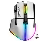 Spirit Of Gamer - Pro M5, Souris Gamer sans Fil RGB pour PC, 8 Boutons Programmables Dont 1 Rapid Fire, Connexion Bluetooth & 2,4 GHz, Autonomie Longue Durée 90h, Gaming Mouse RGB Ergonomique, Blanc