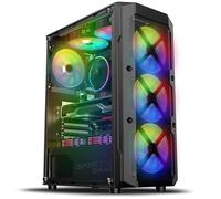 Spirit of Gamer - Rebel XT, Boitier PC Gaming ATX/mATX/ITX, 4 Ventilateurs ARGB 120mm, Verre Trempé, Support Watercooling 240mm, Stockage Modulable SSD/HDD, Tour Robuste avec Refroidissement Optimisé