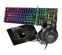 Spirit of Gamer - Ultimate 100, Pack Clavier Souris Gamer 4en1 Filaire RGB, Casque Gaming & Tapis en Tissu, Clavier Semi-Mécanique AZERTY FR, 6 Touches Anti-Ghosting, Souris Gamer 7 Boutons 8000 DPI